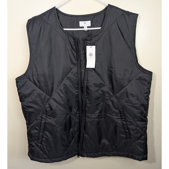 Socialite Womens Vest Black Lightweight Full Zip Quilted Casual Size L/XL - Picture 4 of 10
